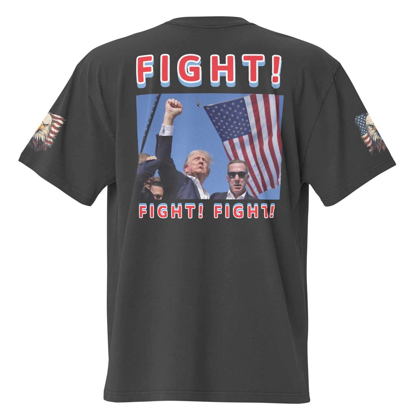 FIGHT! Design Oversized faded t-shirt