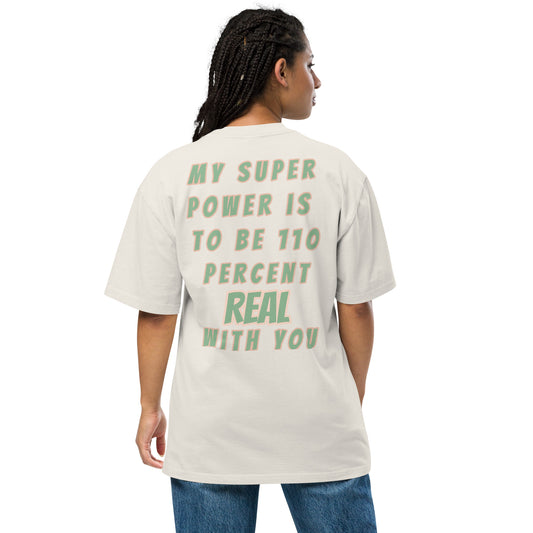 Super Power Design Oversized faded t-shirt