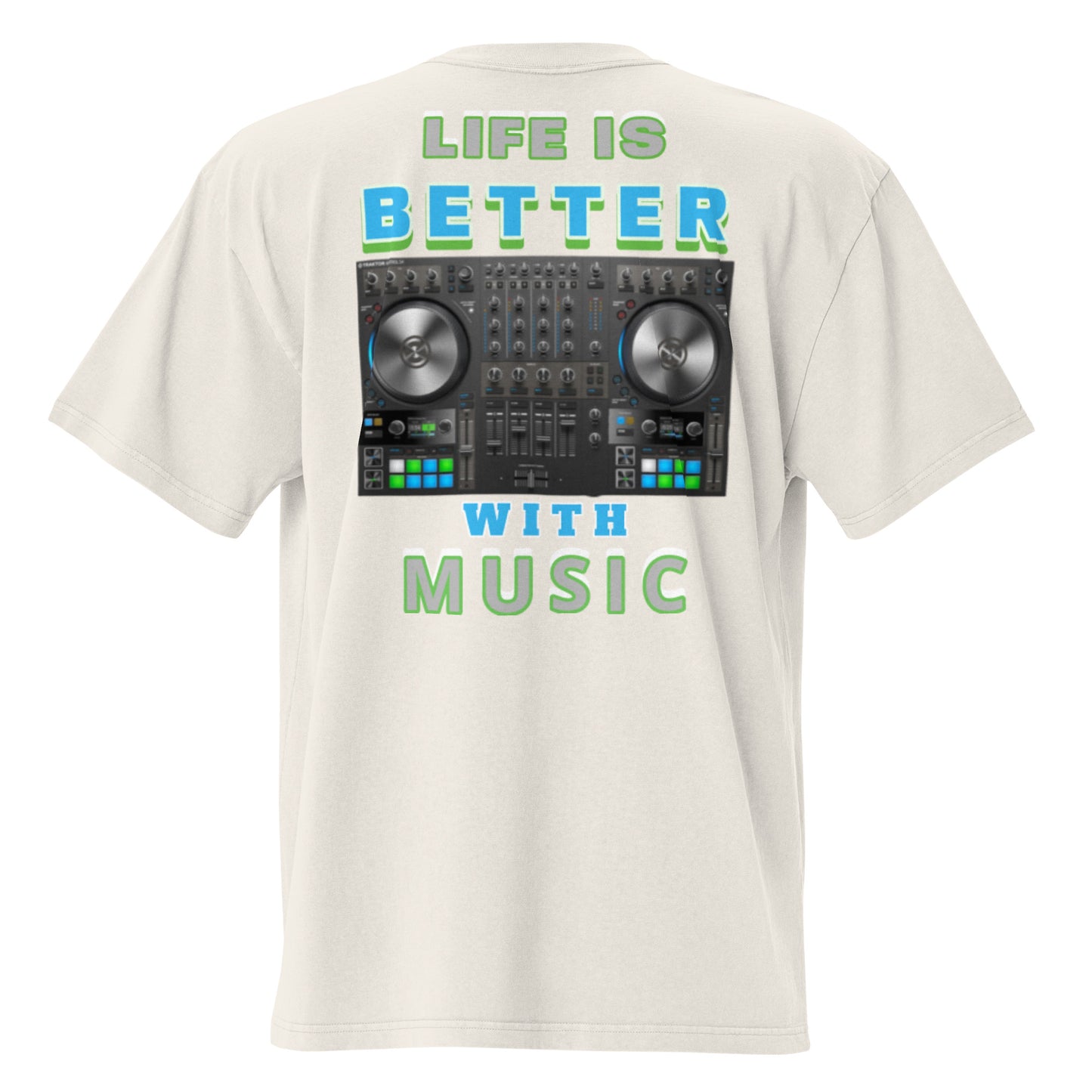 LIFE WITH MUSIC Design Oversized faded t-shirt