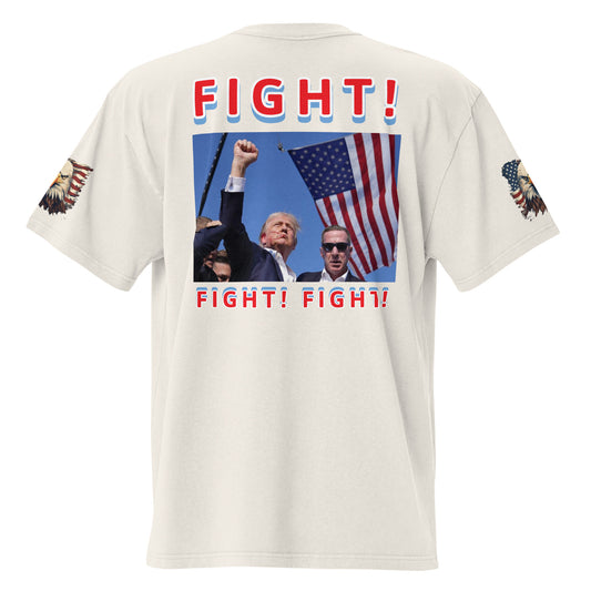 FIGHT! Design Oversized faded t-shirt