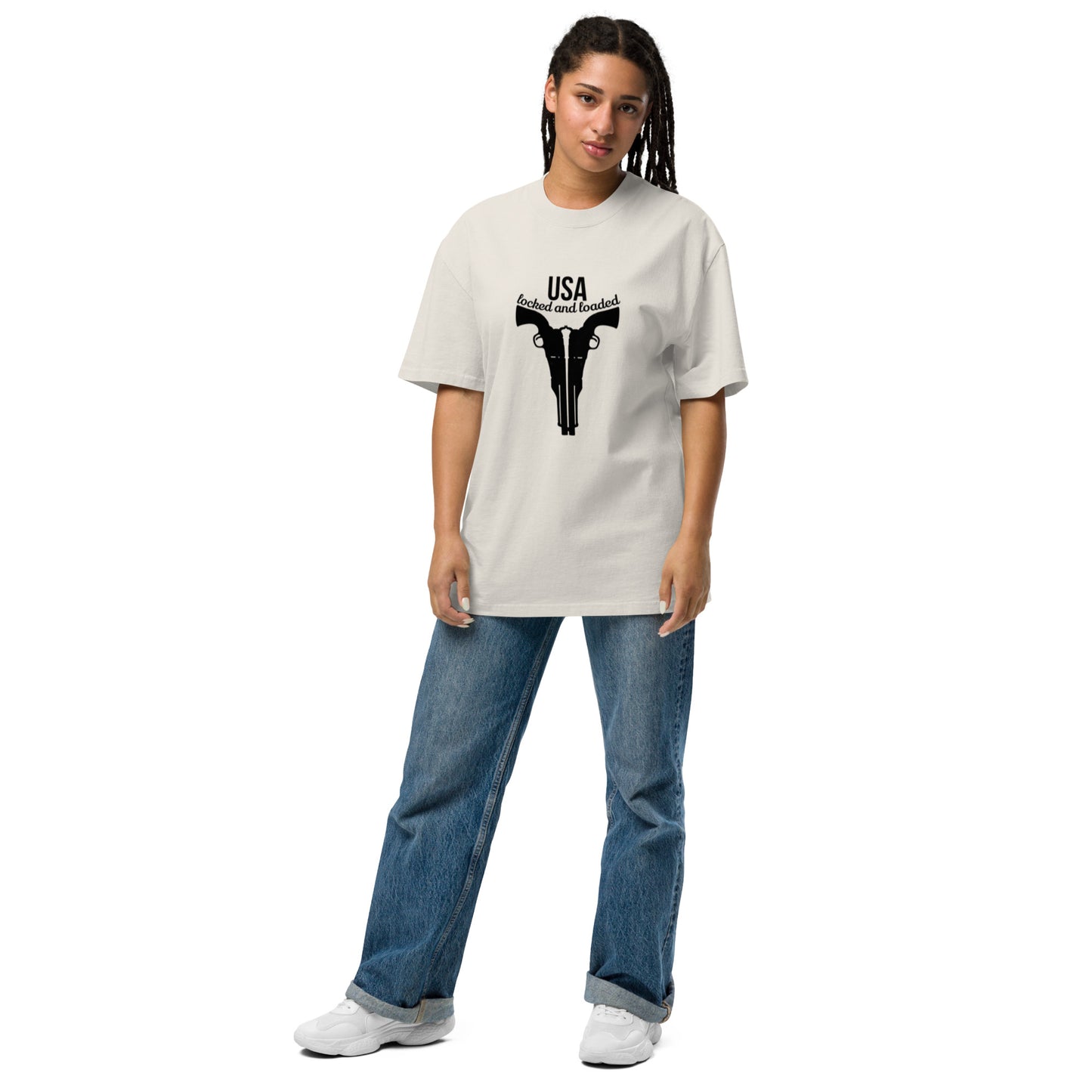 Super Power Design Oversized faded t-shirt