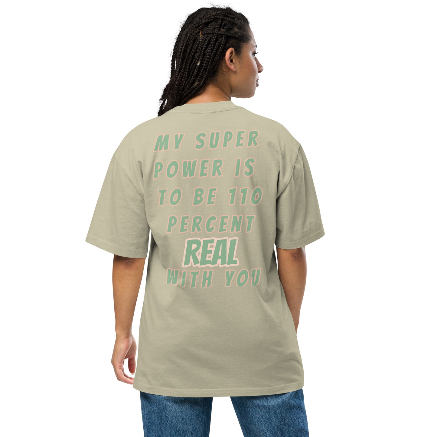 Super Power Design Oversized faded t-shirt