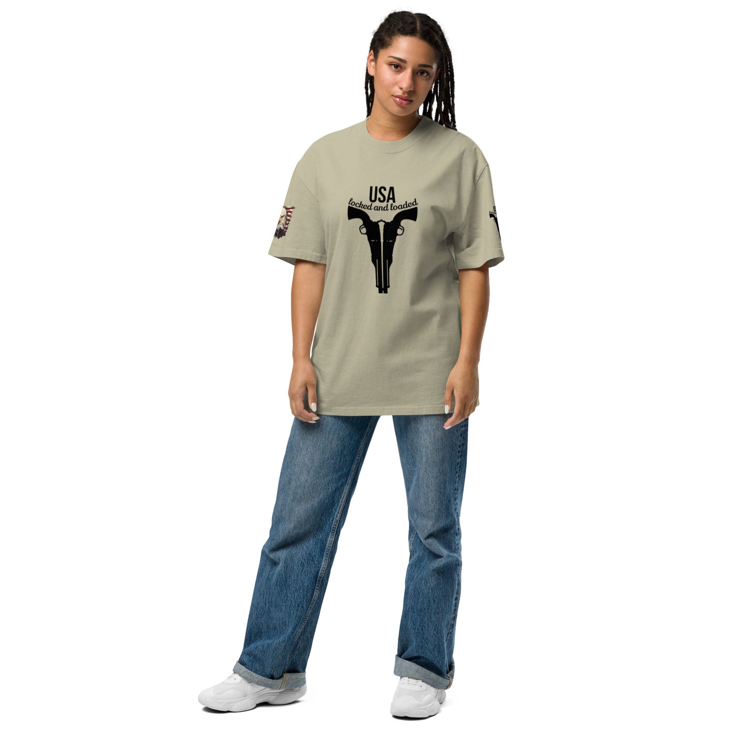 USA Locked AND Loaded Oversized faded t-shirt