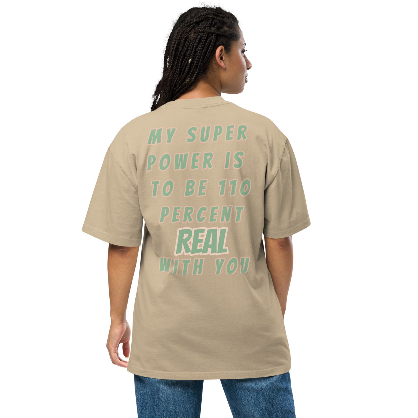 Super Power Design Oversized faded t-shirt